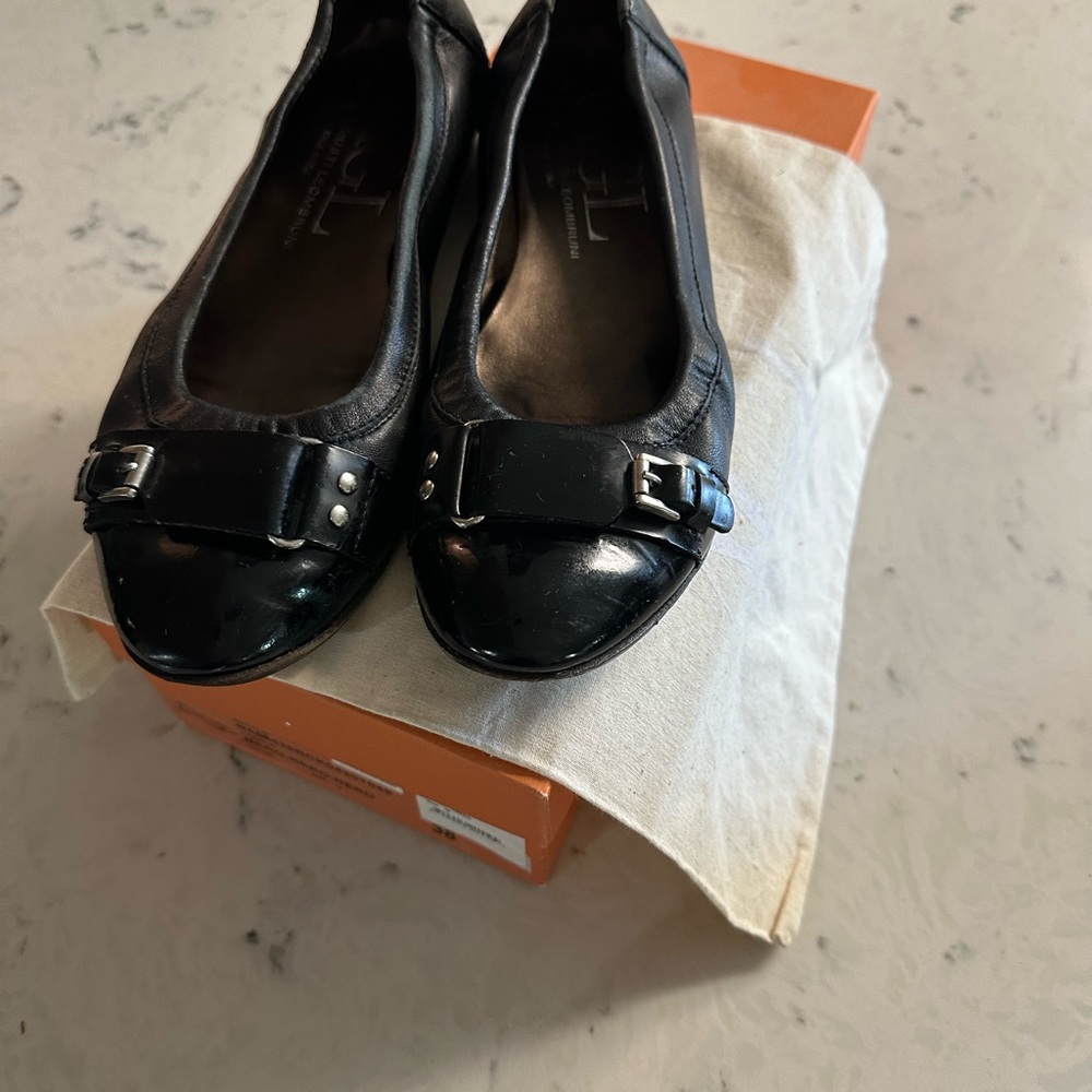 AGL | Black leather Italy ballet flats women’s 38 shoes